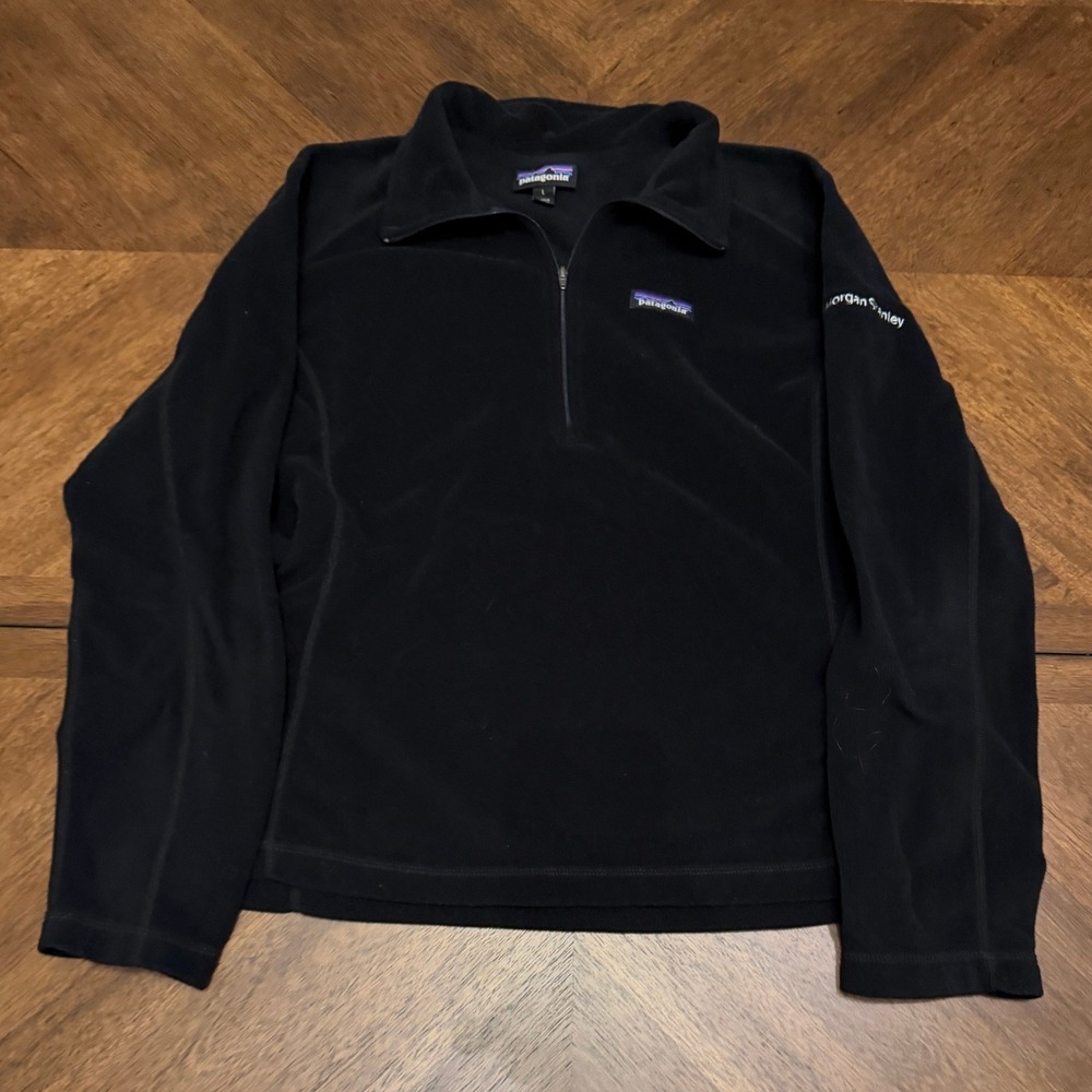 Patagonia Mens Large Black 1/4 Zip Fleece Pullover Morgan Stanley Corporate L